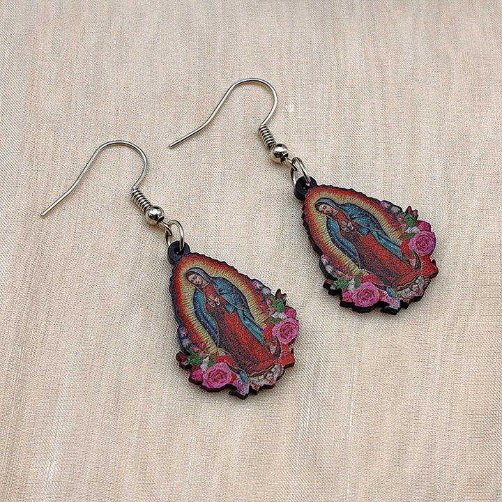Christianartworkshop Our Lady Of Guadalupe Virgin Mary Colorful Earrings - image 3