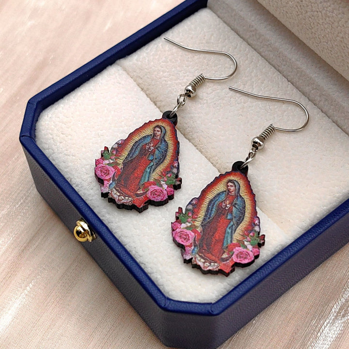Christianartworkshop Our Lady Of Guadalupe Virgin Mary Colorful Earrings - image 2