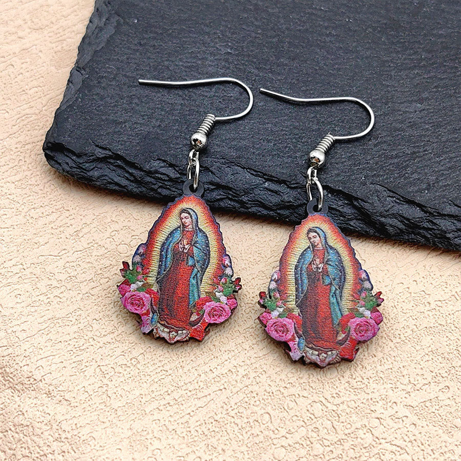 Christianartworkshop Our Lady Of Guadalupe Virgin Mary Colorful Earrings - Our Lady - image 0
