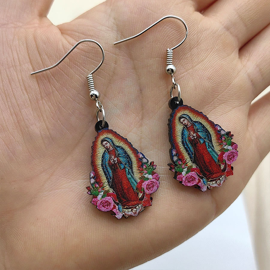 Christianartworkshop Our Lady Of Guadalupe Virgin Mary Colorful Earrings - image 5