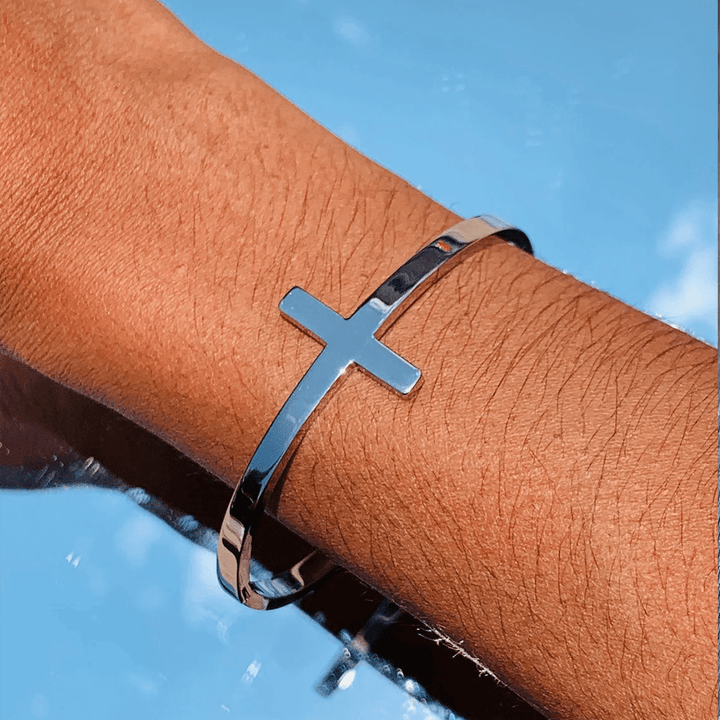 Christianartworkshop Silver Cross Cuff Bangle Religion Bracelet - image 5