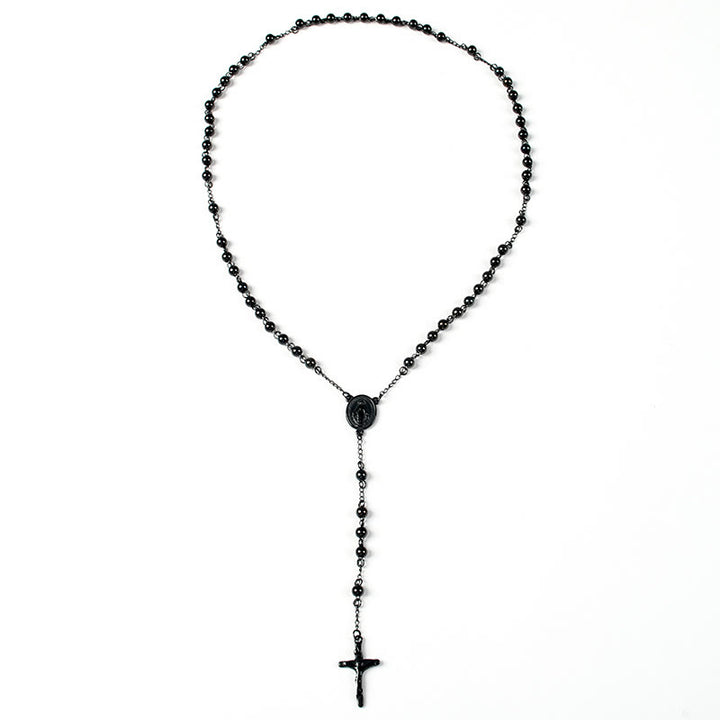Stainless Steel Black Beaded Rosary - image 7