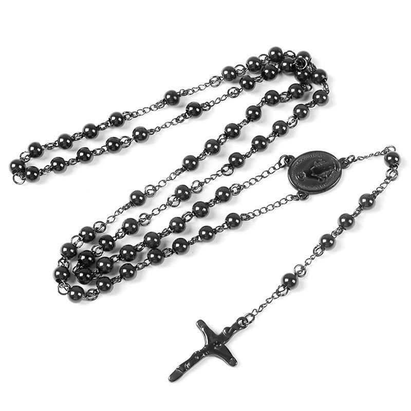 Stainless Steel Black Beaded Rosary - image 5