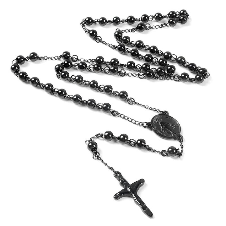 Stainless Steel Black Beaded Rosary - image 6