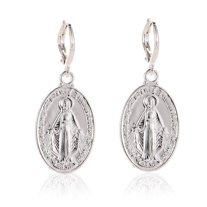Christianartworkshop Miraculous Mary Medals Religion Earrings - image 5