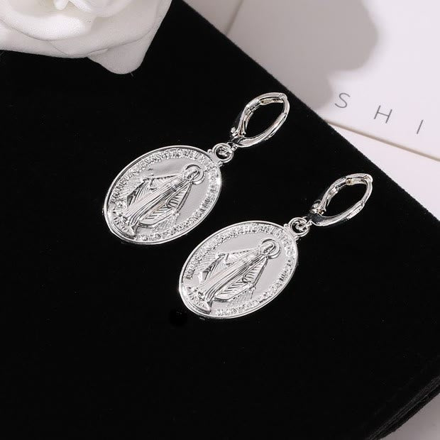 Christianartworkshop Miraculous Mary Medals Religion Earrings - Silver - image 3