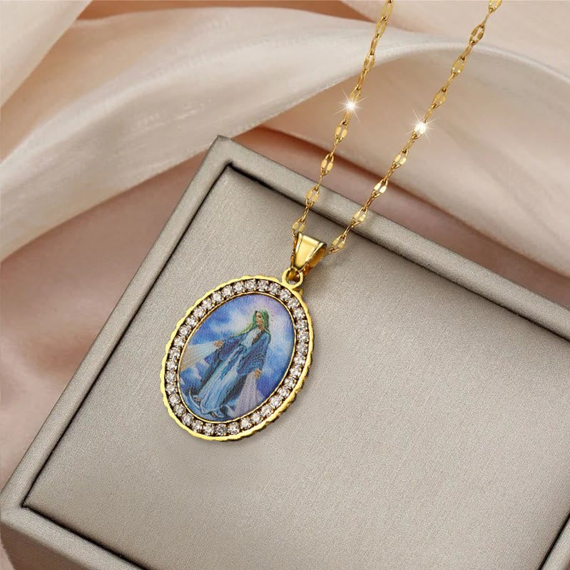 Christianartworkshop Virgin Mary Painting Necklace Religious Icon Jewelry - image 3