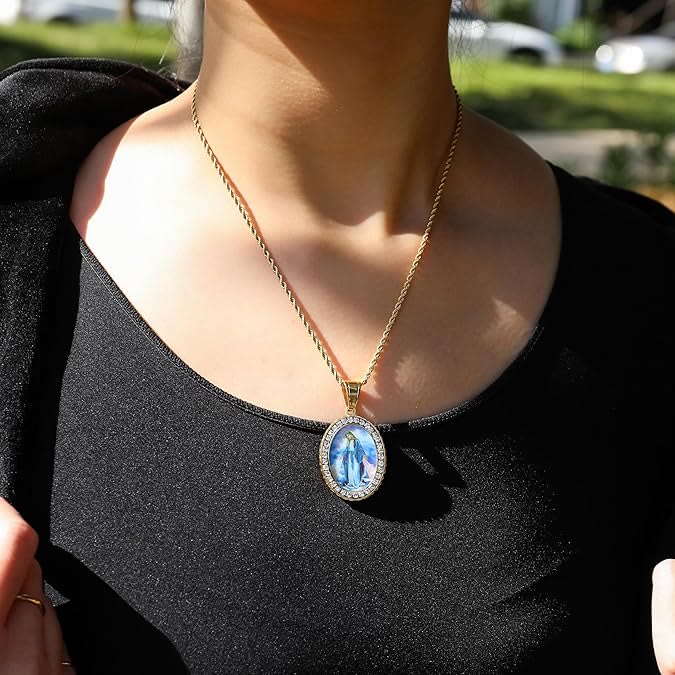 Christianartworkshop Virgin Mary Painting Necklace Religious Icon Jewelry - image 6