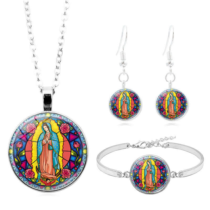Christianartworkshop Santa Maria Our Lady Religious Glass Jewelry Set - 3/set - image 0