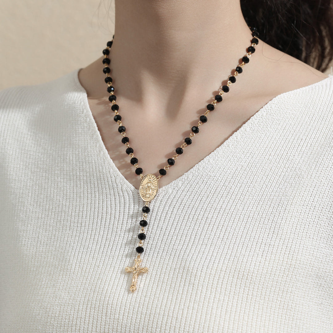 Virgin Mary Medal & Crucifix Pendant Necklace - image 5