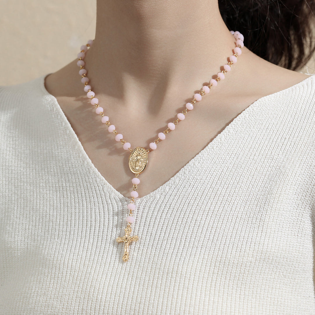 Virgin Mary Medal & Crucifix Pendant Necklace - image 20