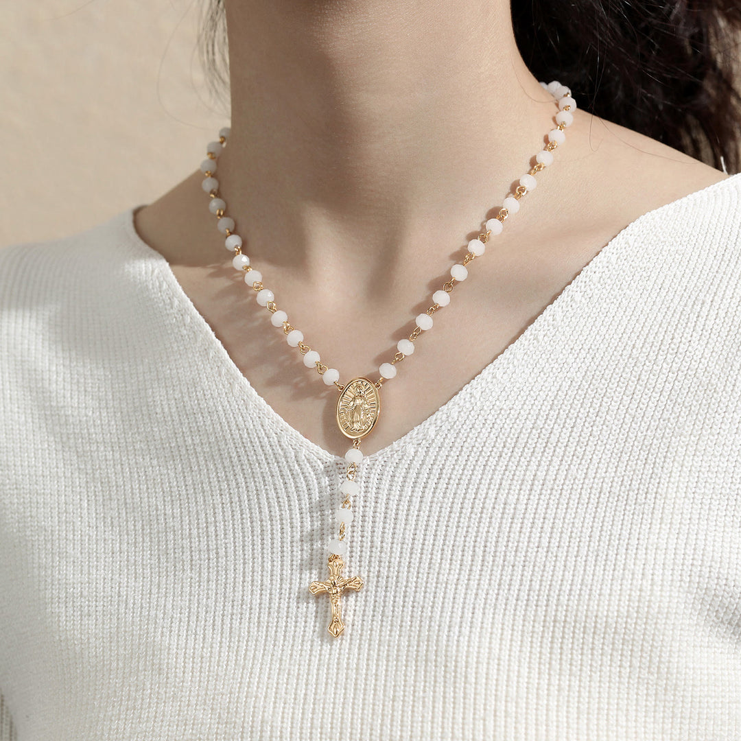 Virgin Mary Medal & Crucifix Pendant Necklace - image 13