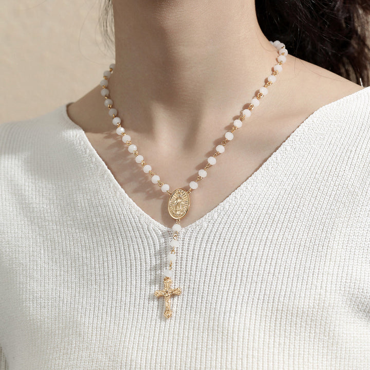 Virgin Mary Medal & Crucifix Pendant Necklace - image 13