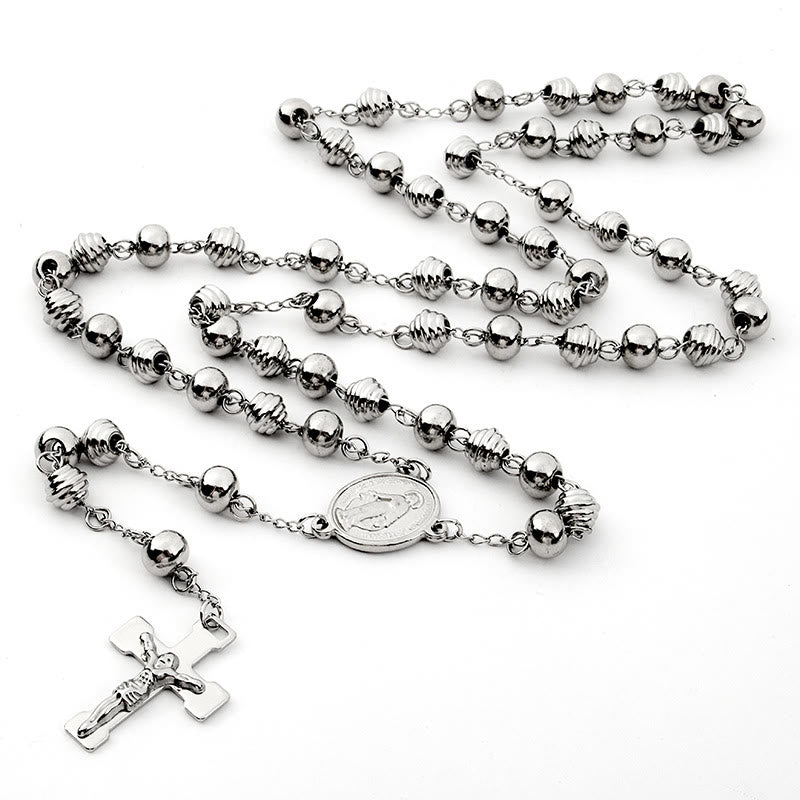Jesus Cross Stainless Steel Beads Rosary - Stainless Steel Beads - image 1