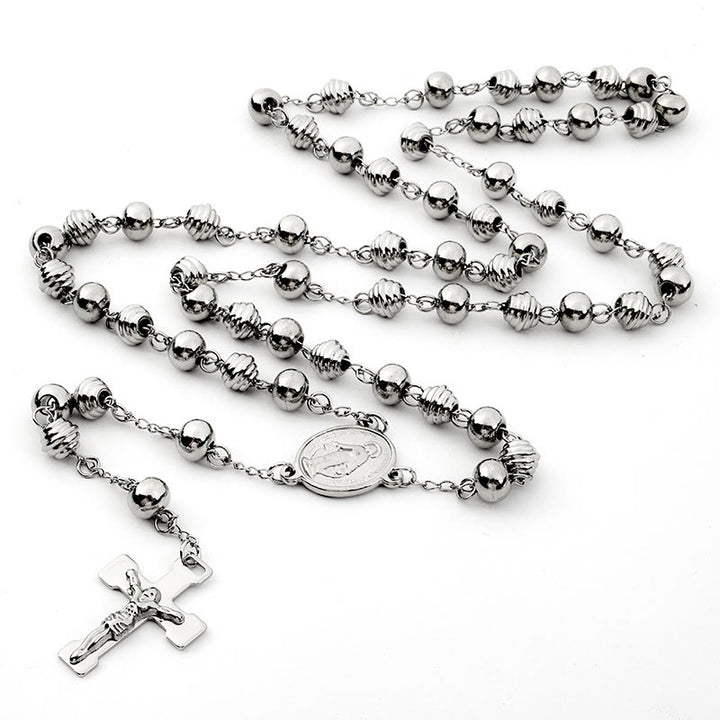 Jesus Cross Stainless Steel Beads Rosary - Stainless Steel Beads - image 1