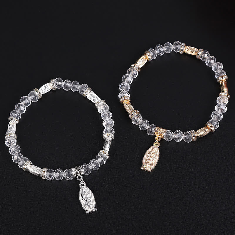 Christianartworkshop Clear Glass Bead Bracelet with Virgin Mary Pendant - image 3