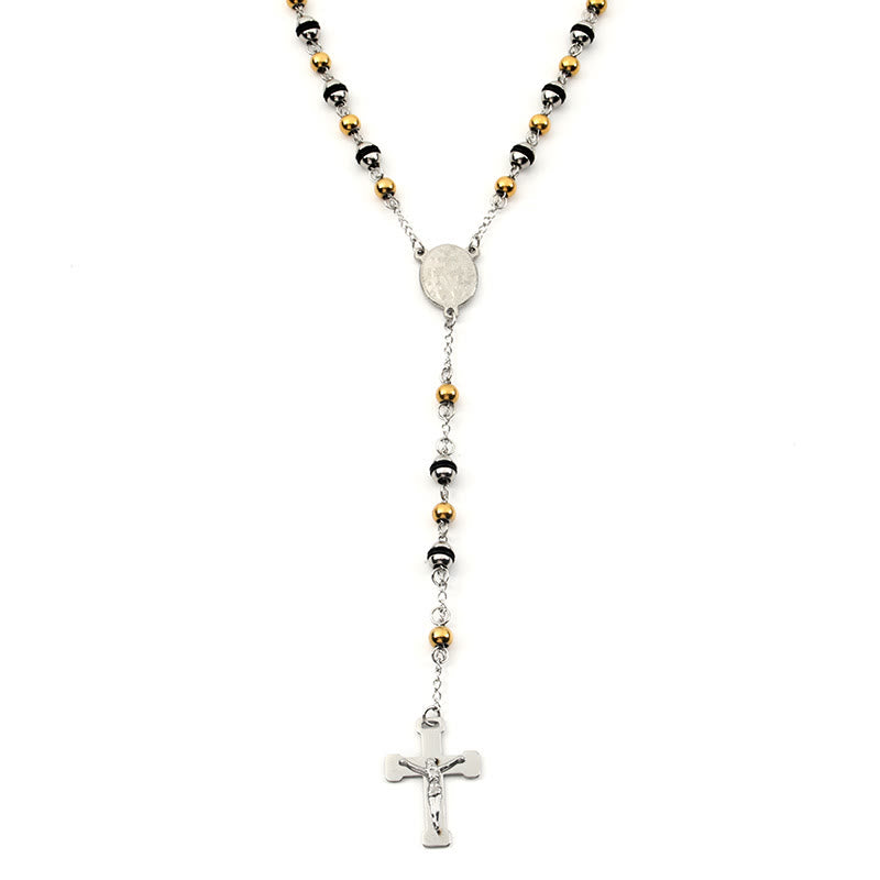 Stainless Steel Bead Chain Cross Pendant Rosary - image 2