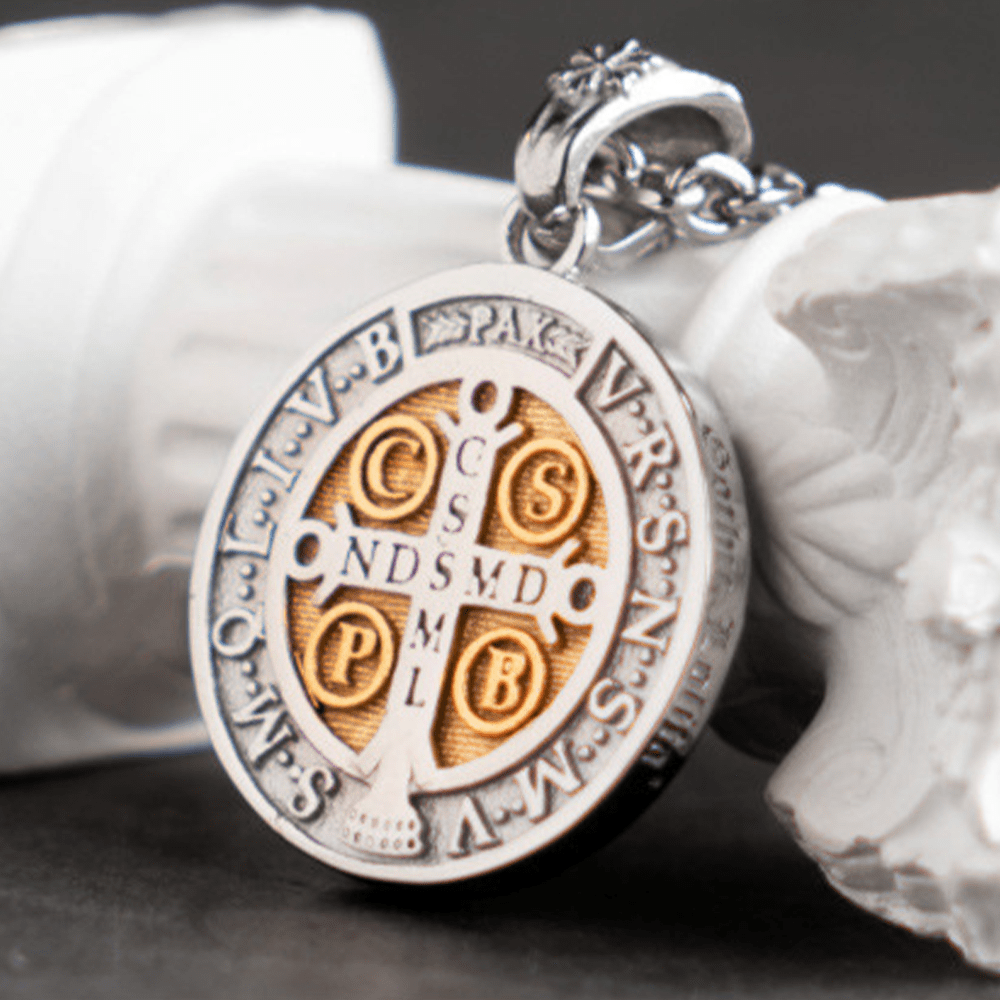 Christianartworkshop St. Benedict Home Blessing Alloy Necklace - image 1