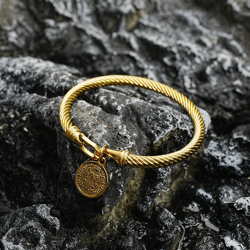 Christianartworkshop St. Benedict Twisted Cable Bangle Bracelet - image 1