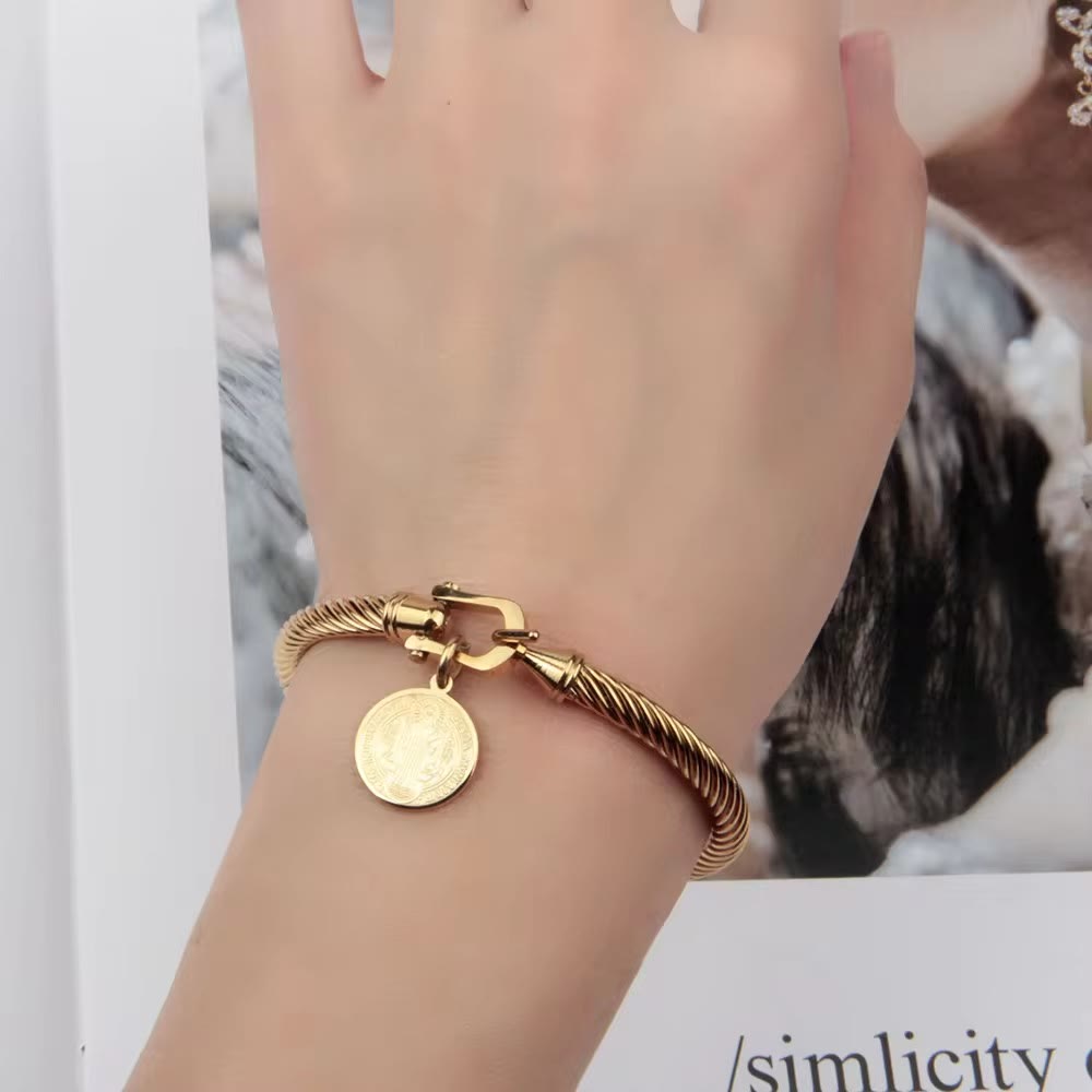 Christianartworkshop St. Benedict Twisted Cable Bangle Bracelet - image 3