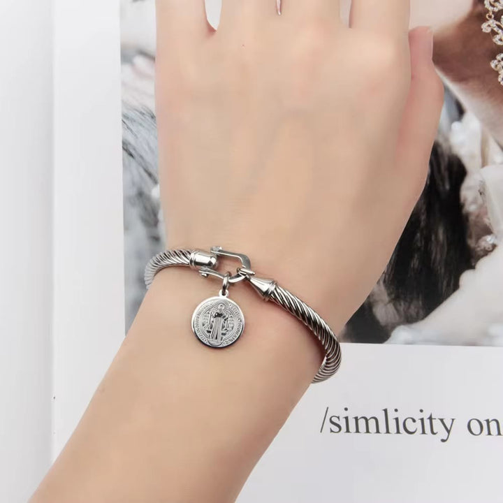 Christianartworkshop St. Benedict Twisted Cable Bangle Bracelet - image 6