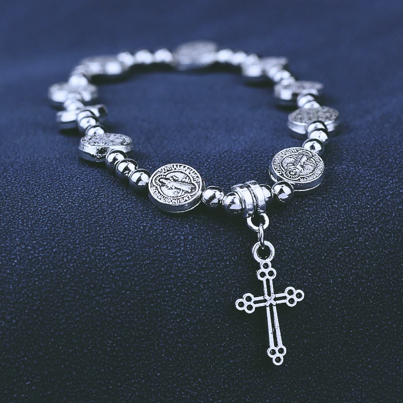 Christianartworkshop Metal Cross Pendant St. Benedict Theme Bracelet - image 1