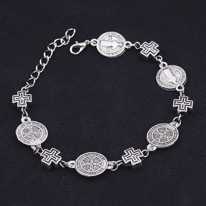 Christianartworkshop St. Benedict Medal Cross Protection Bracelet - Silver - image 0