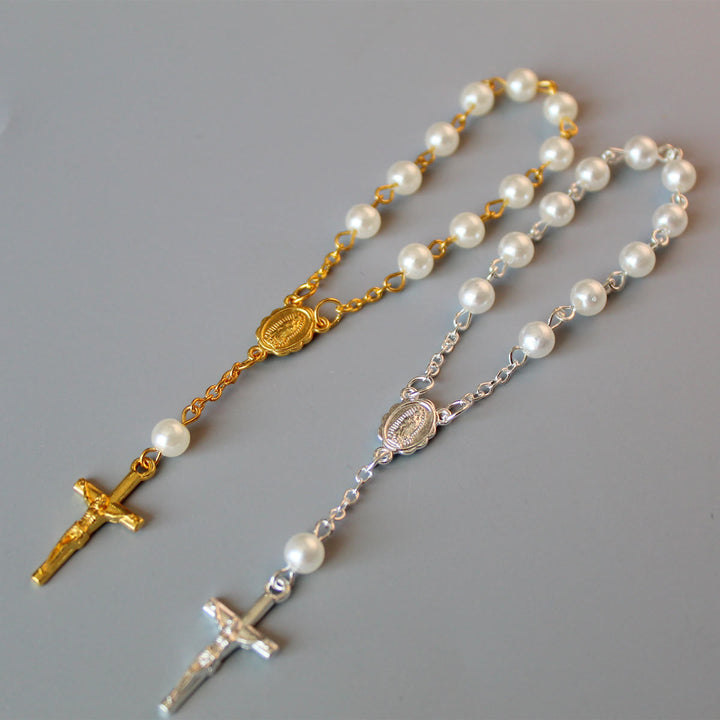 Pearl Beads Mini Rosary for Car/Baptism  - image 4