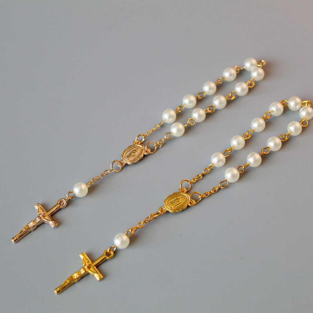 Pearl Beads Mini Rosary for Car/Baptism  - image 3