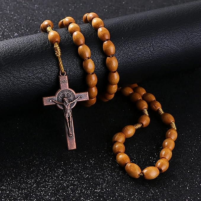 Christianartworkshop St. Benedict Olive Wood Prayer Rosary - image 4