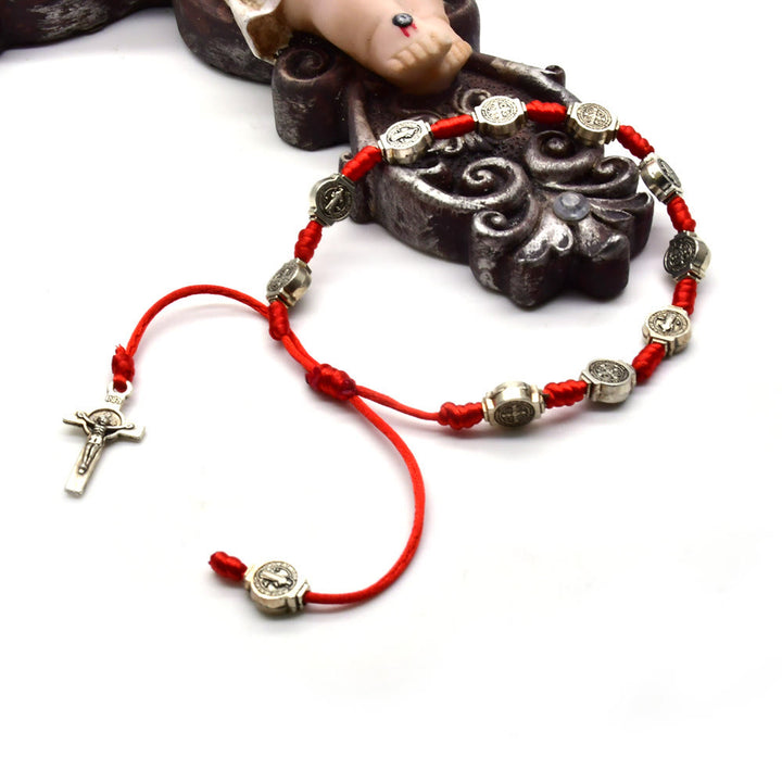Christianartworkshop St. Benedict Knotted Red String Amulet Bracelet - Red - image 0