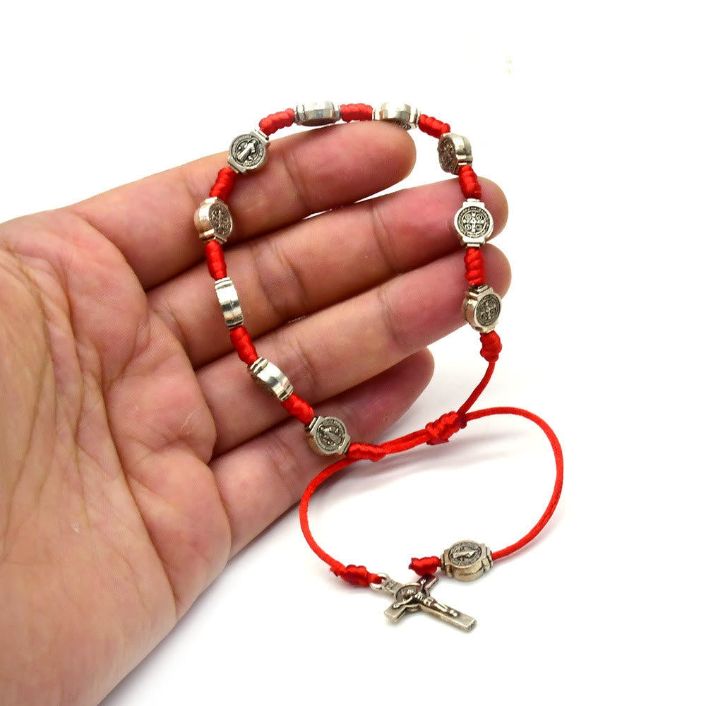 Christianartworkshop St. Benedict Knotted Red String Amulet Bracelet - image 1