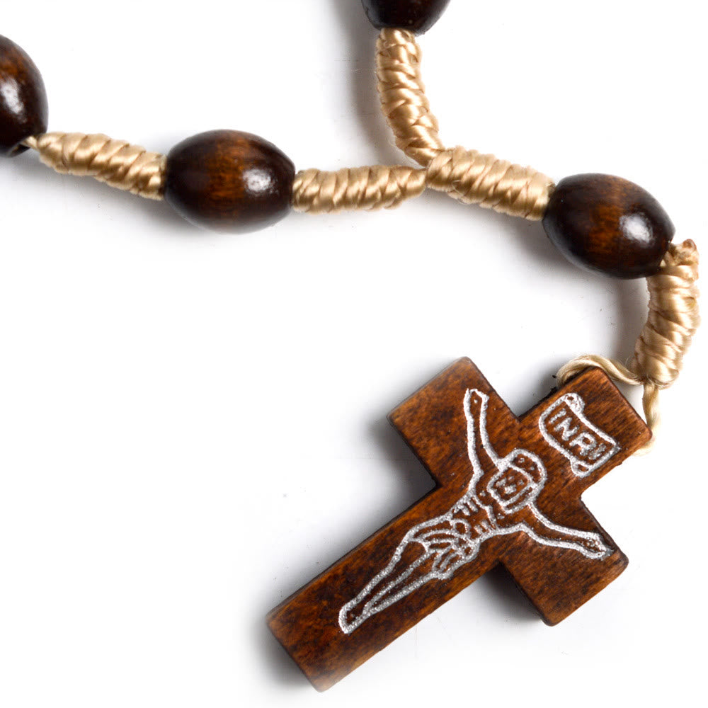 Mini Cross Finger Baptism Solid Wood Rosary - image 2