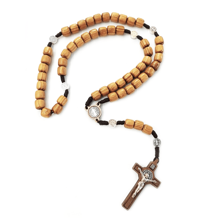 Crafted Natural Wood St. Benedict Crucifix Rosary - image 5