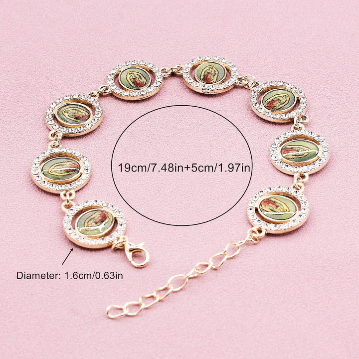 Our Lady of Guadalupe Zircon Round Medals Bracelet