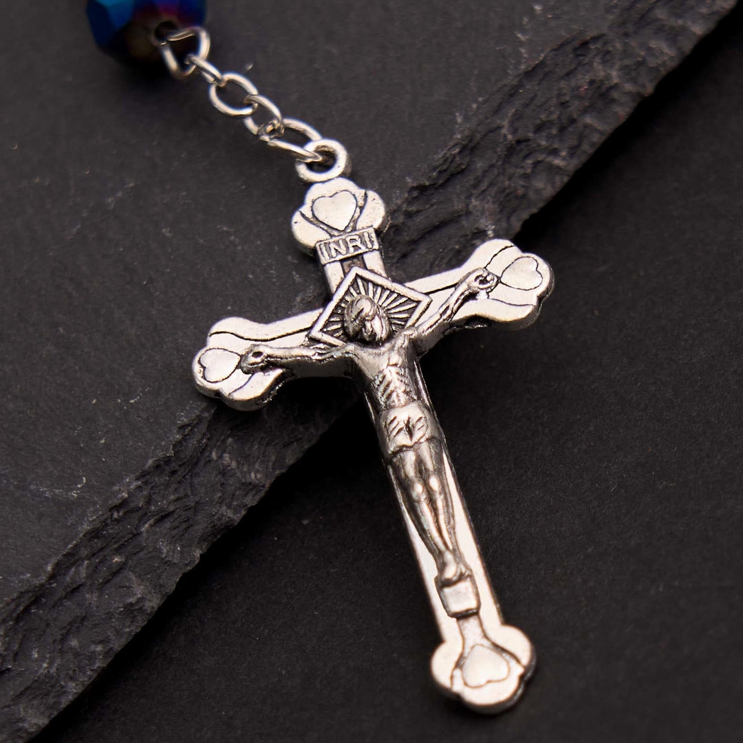 Blue Crystal Gemstone Virgin Mary Bracelet Rosary - image 2