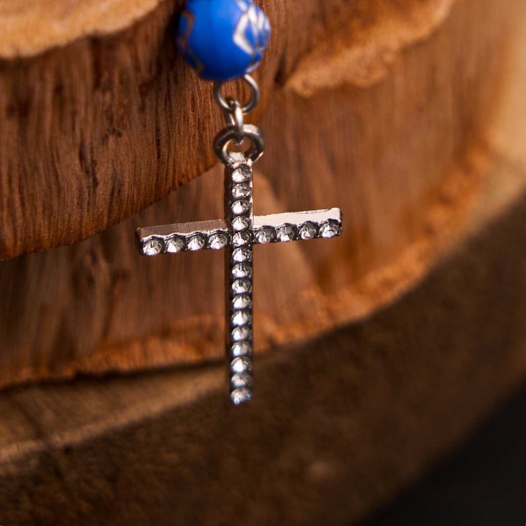 Rose Beads Cross Our Lady Of Guadalupe Bracelet Rosary