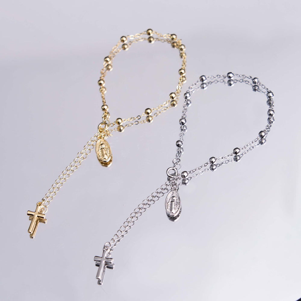 Christianartworkshop Virgin Mary Medal & Cross Adjustable Simple Casual Bracelet - image 1