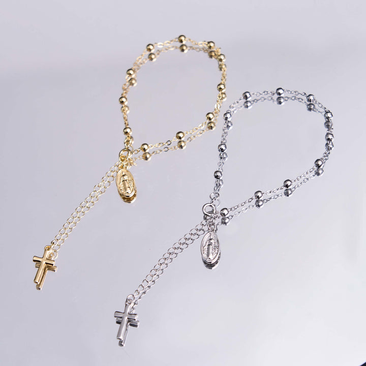 Christianartworkshop Virgin Mary Medal & Cross Adjustable Simple Casual Bracelet - image 1