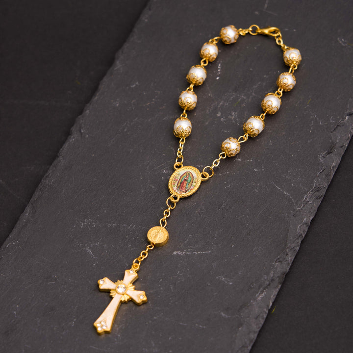 Our Lady of Guadalupe Multipurpose Graceful Bracelet Rosary - Golden - image 0