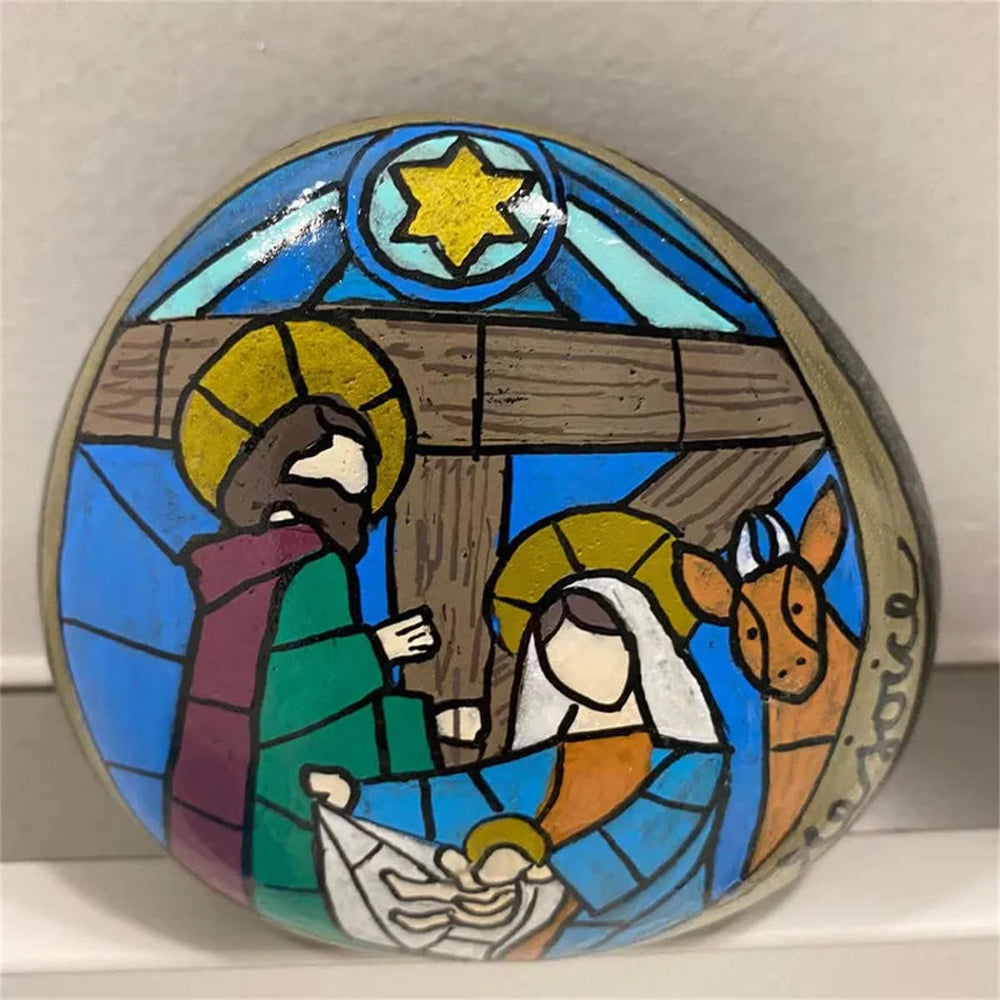 Christianartworkshop Nativity Scene Painted Rock - image 2
