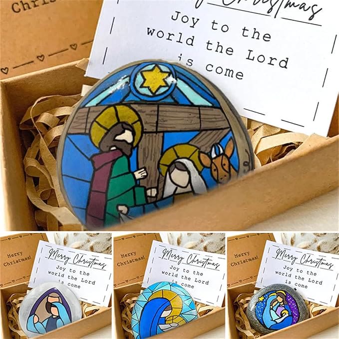 Christianartworkshop Nativity Scene Painted Rock - Nativity Scene - image 1
