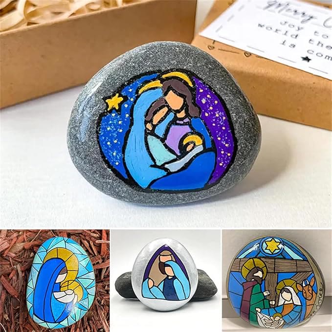 Christianartworkshop Nativity Scene Painted Rock - image 6