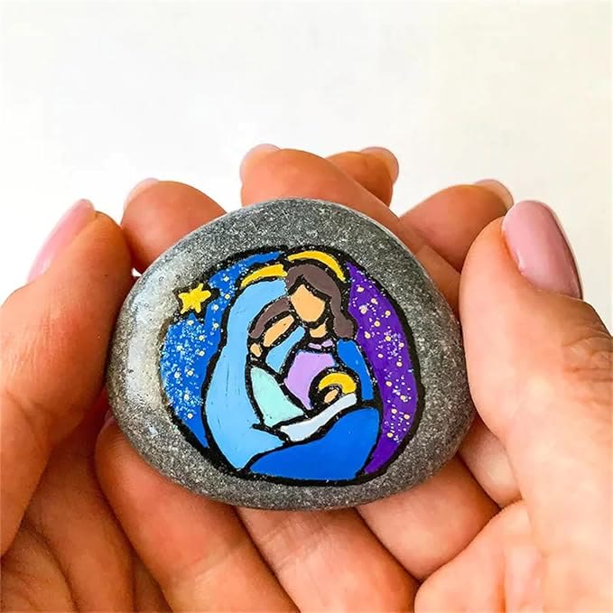 Christianartworkshop Nativity Scene Painted Rock - Holy Family A - image 4