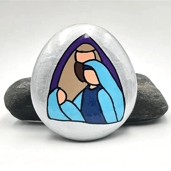Christianartworkshop Nativity Scene Painted Rock - Holy Family B - image 5