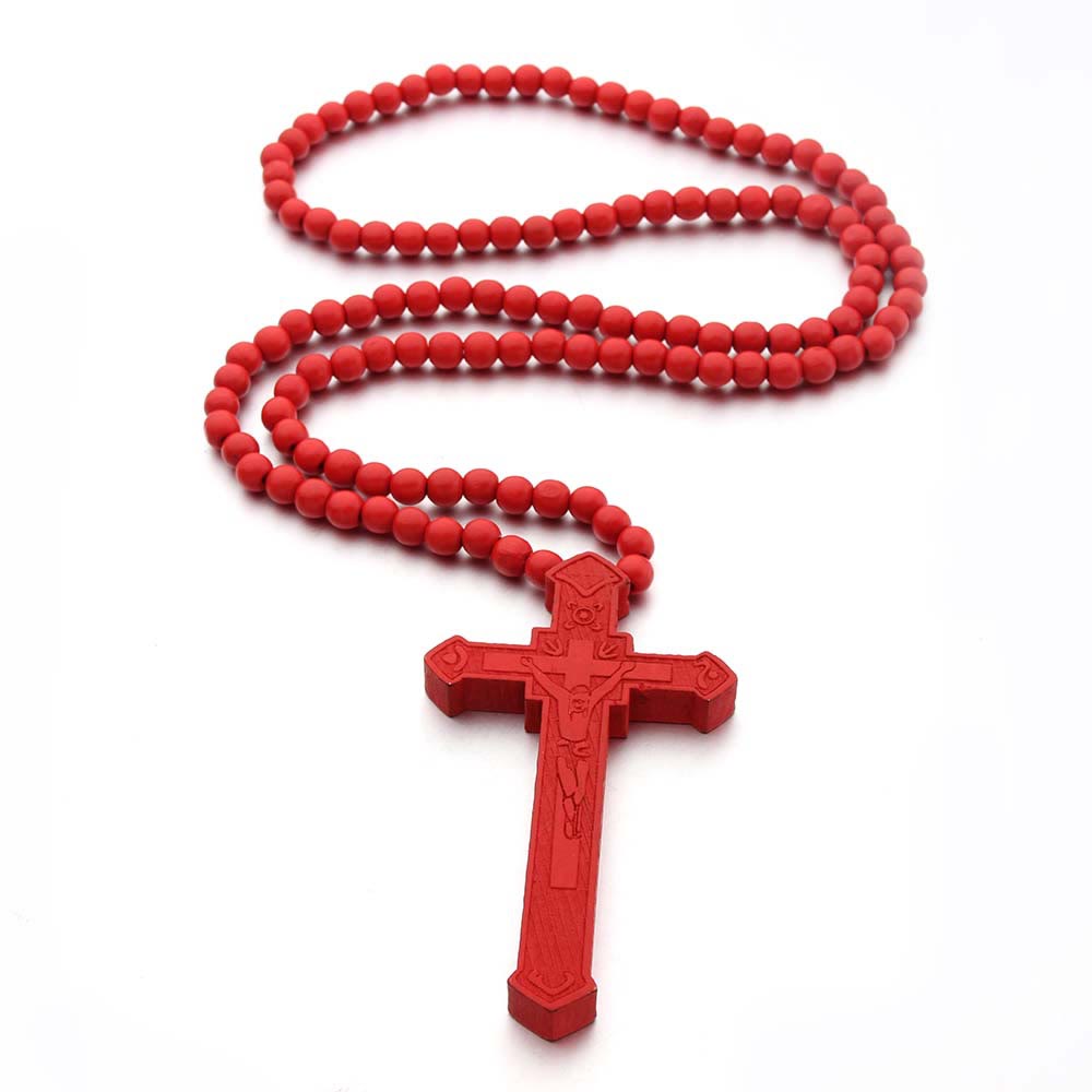 Christian Jesus Cross Wooden Necklace - image 7