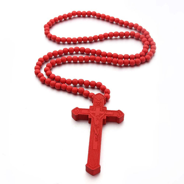 Christian Jesus Cross Wooden Necklace - image 7