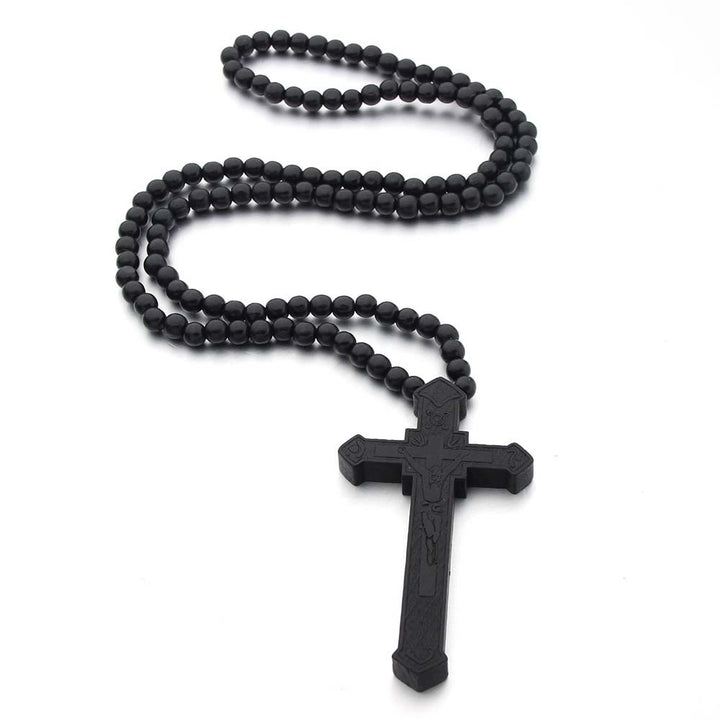 Christian Jesus Cross Wooden Necklace - image 9