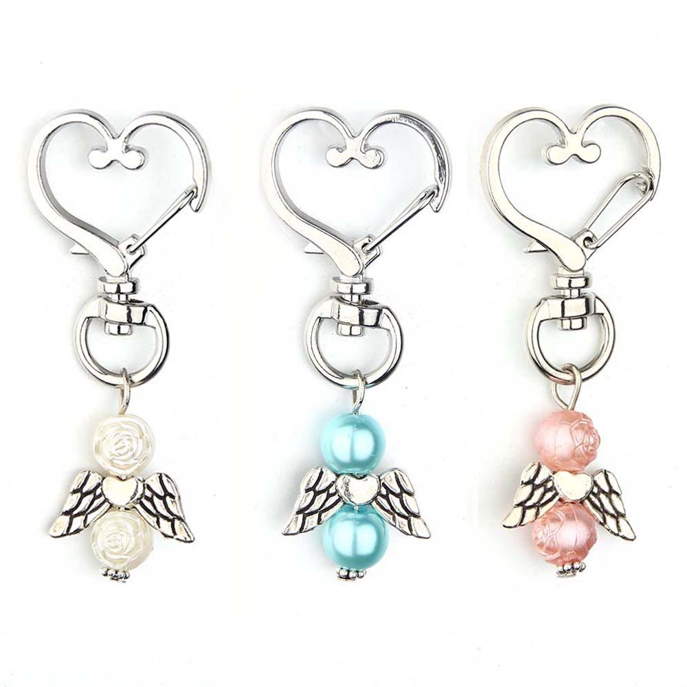 Christianartworkshop 6pcs/Set Angel Wing Pendant Heart Keychain - image 1
