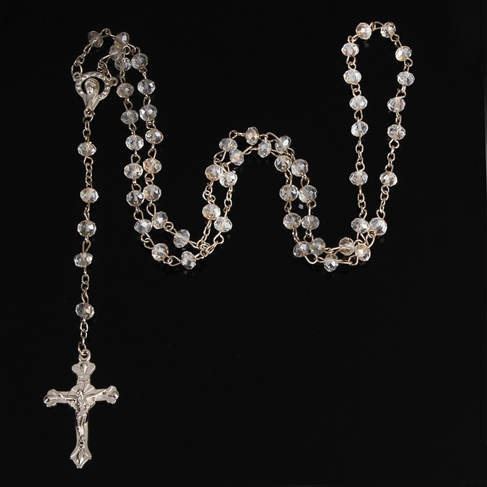 Christianartworkshop Classic Crystal Beads Rosary - White - image 1